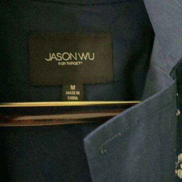 Jason Wu for Target Trench Coat Navy Blue and Floral M - Picture 5 of 13